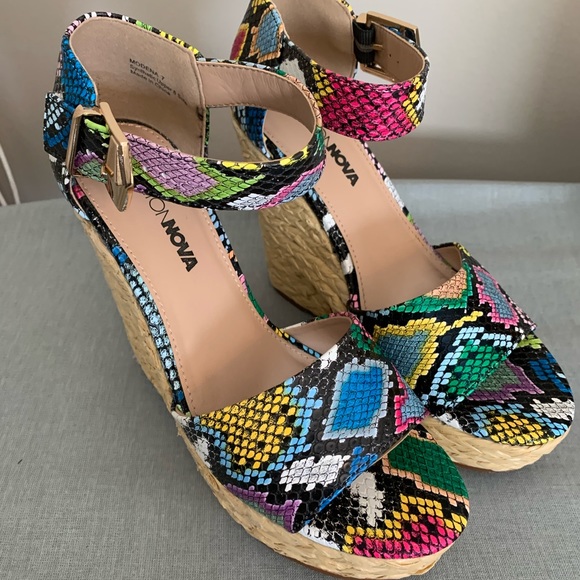 multicolor snakeskin sandals